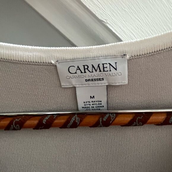 Carmen Marc Valvo Gray & White Knit Sleeveless Dress sz M - Picture 5 of 6